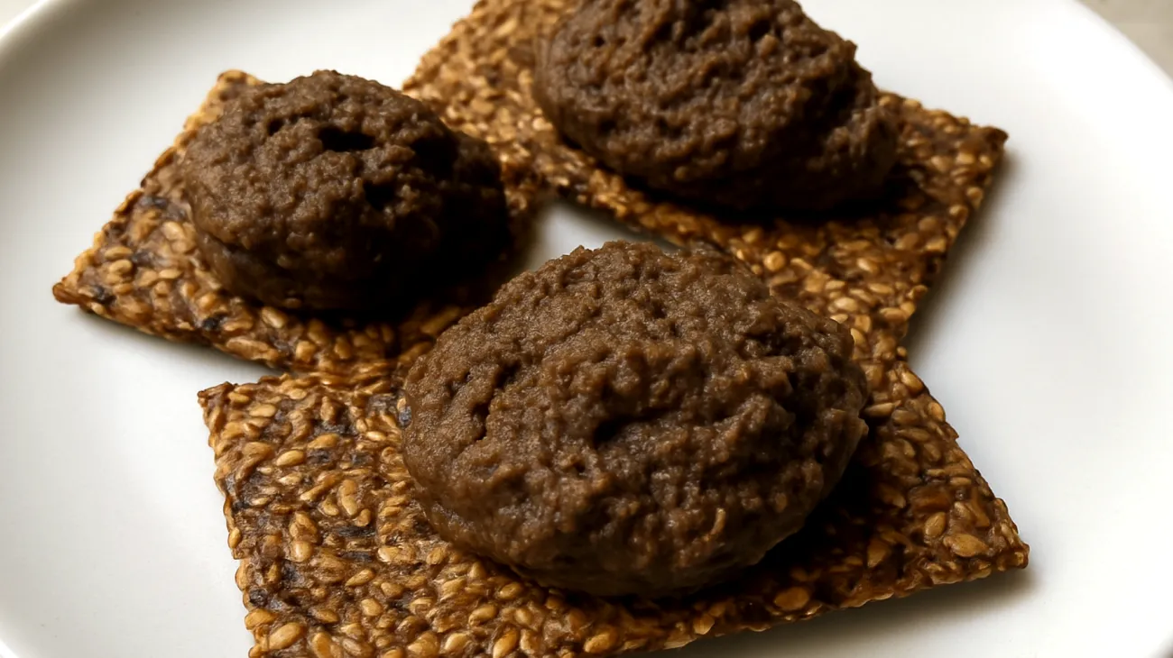 Crackers di semi di lino con hummus di ceci neri"