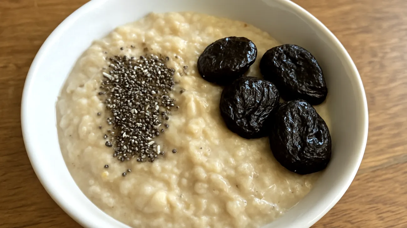Porridge di avena con semi di chia e prugne secche"